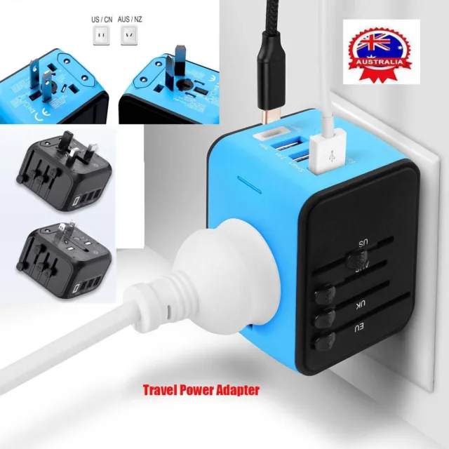 International Universal Travel Adapter 3 USB-C & Type-C Outlet Converter Power