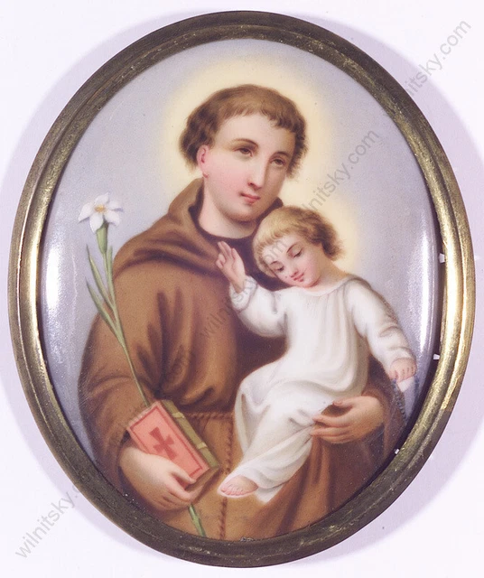 "Saint Anthony of Padua", Porcelain Painting, 19th Century