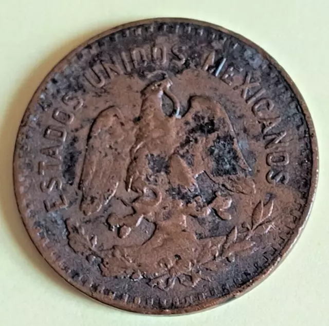 Lot-243 Rare 1928-Mo Mexican 5 Centavos Bronze Coin - Authentic Vintage Piece
