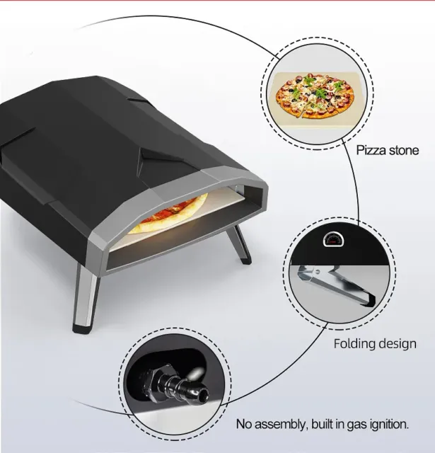 New 16-inch Gas Pizza Oven Built In Oven With Thermometers For Outdoor