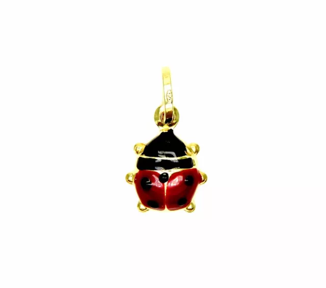 Pendentif en or Jaune 18K 750/1000 Coccinelle Émaillée Rouge