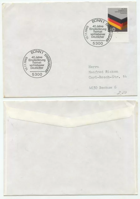 08626 - Mi.Nr. 1265 - Ersttagsbrief, FDC - Heimatvertriebene - Bonn, 12.11.1985