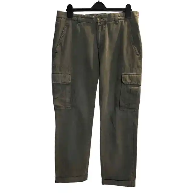 Brunello Cucinelli Cargo Pants Mens 50 40 US Olive Cotton Cuffed Hem