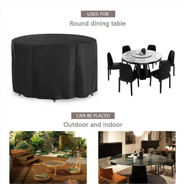 Large Round Furniture Cover Waterproof Outdoor Garden Patio Table Chair Set UK 2