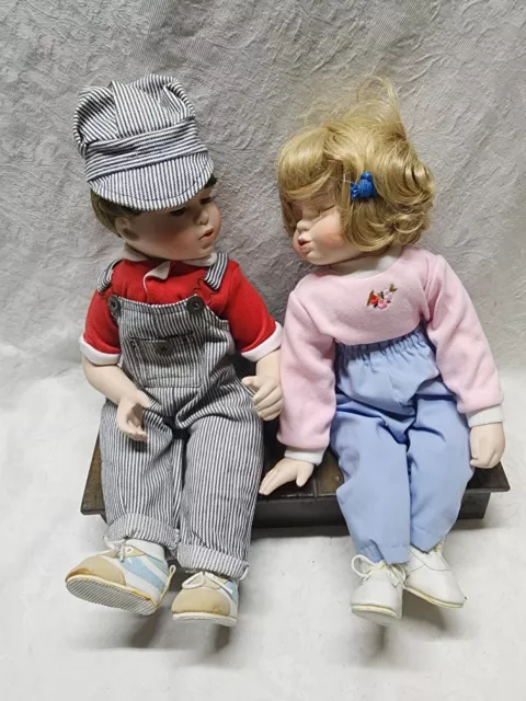 Hamilton Collection Porcelain Dolls First Kiss Heritage Doll 15" Boy Girl