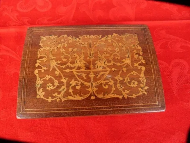 Scatola Cofanetto Portagioie Anni '50 Legno Intarsiato Uso Maggiolini