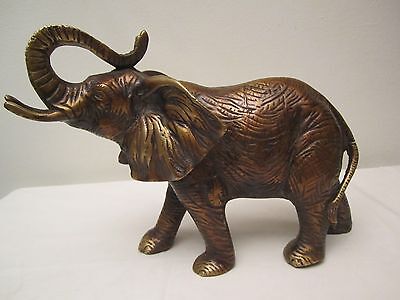 Gift & Decor Antique Finish Brass Made Lucky Trunk Up Elephant Statue Sculpture!