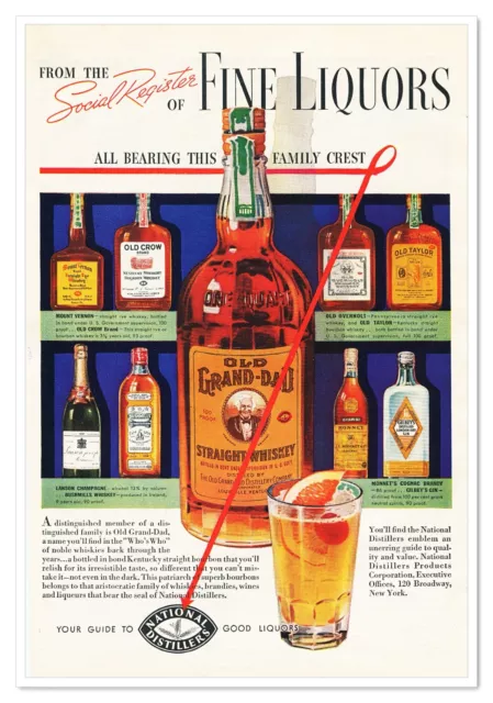 Print Ad National Distillers Old Grand-Dad Whiskey Vintage 1937 Advertisement