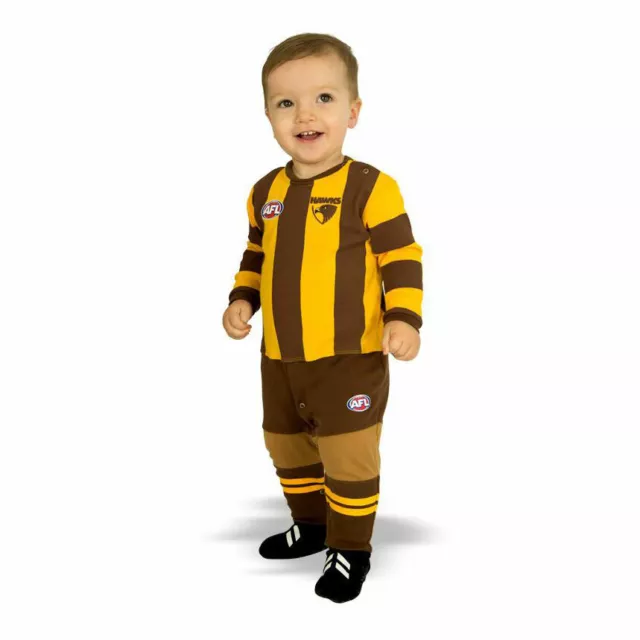 AFL Hawthorn Hawks Baby Footysuit / Romper - Sizes 000 - 1