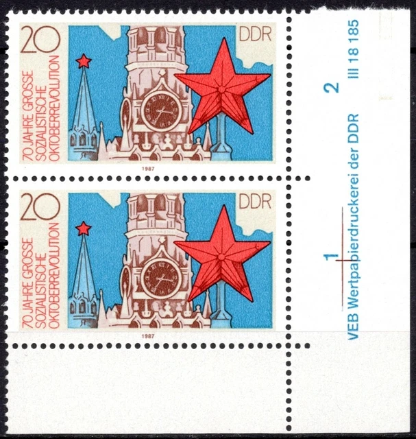 DDR 1987 Mi.Nr. 3131 ** postfrisch Eckrand mit DV Druckvermerk