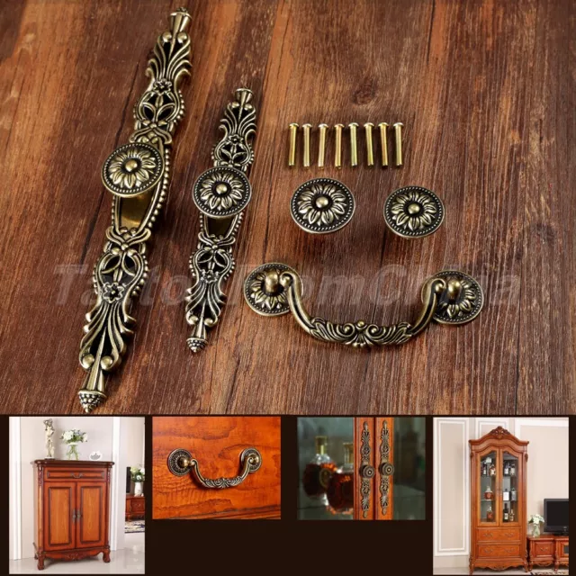 Vintage Cabinet Wardrobe Drawer Door Pulls Handles Bronze Antique Cupboard Knobs