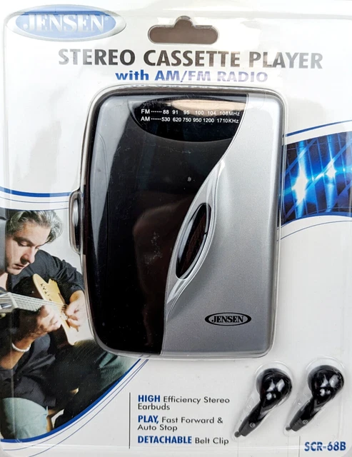 JENSEN WALKMAN STEREO Cassette Player - AM/FM Radio & Earbuds SCR-68B ...