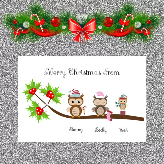 Personalised Christmas Cards x 10 Free Envelopes Family Friends  73