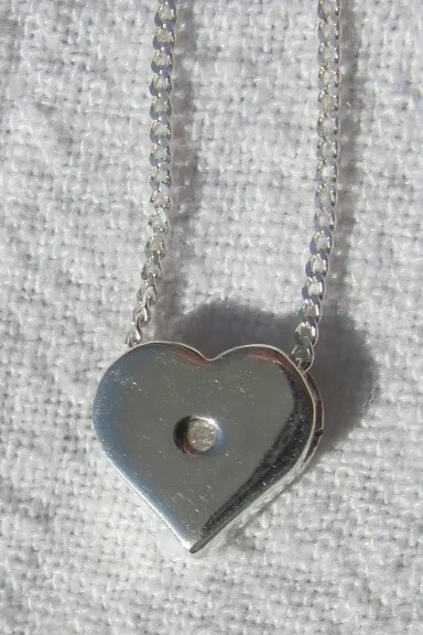 Petite Sterling Silver and Diamond Floating Heart Pendant 16" Necklace