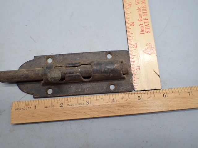 Vintage 5" Slider Dead Bolt Latch Lock 7