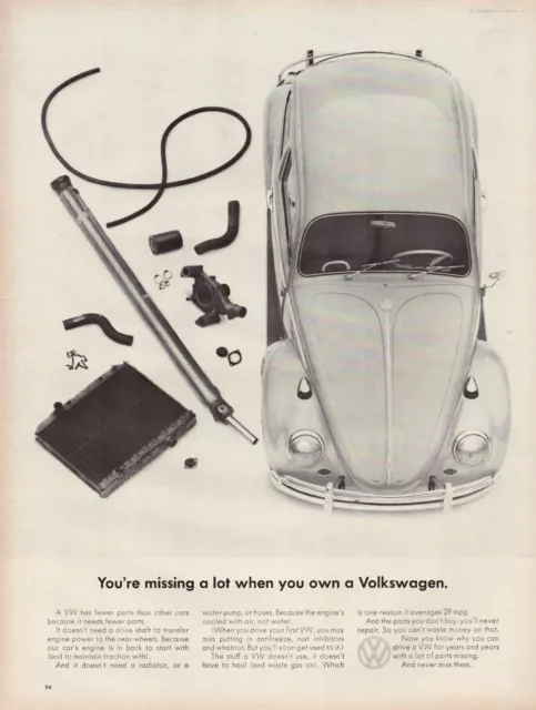 Print Ad Volkswagen VW 1966 Beetle Bug Full Page Large Magazine 10.5"x13.5"