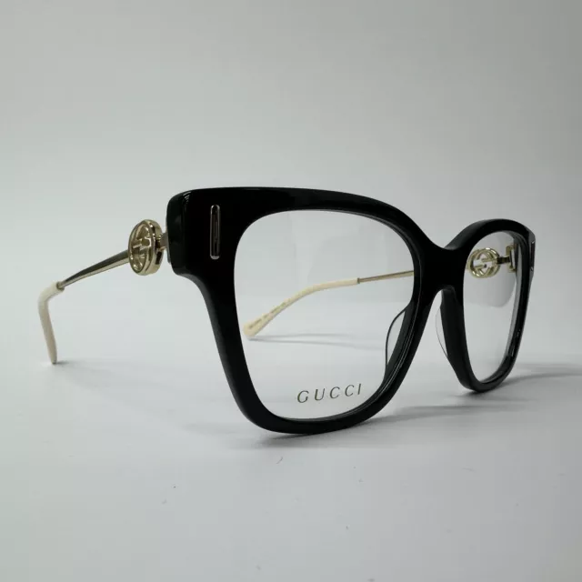 Womens Gucci Black & Gold Metal Oversized Square Glasses Frames GG1204O 001