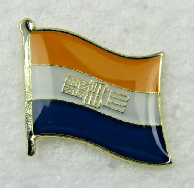 Lapel Pin Badge "OLD SOUTH AFRICAN FLAG" Multi-Coloured, Chrome Metal Casting.