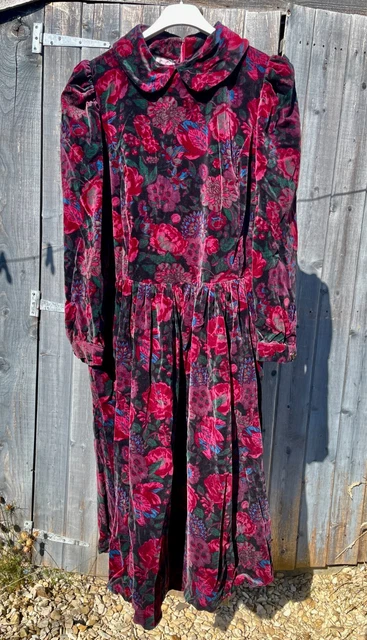 VINTAGE 80S DROP waist Floral Dress 14 Eastex green red 10.99 - PicClick UK