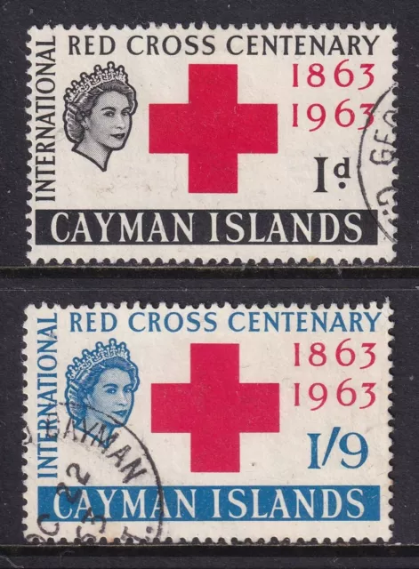 CAYMAN ISLANDS 1963 QEII Red Cross Centenary set of 2 SG 181-182 Used