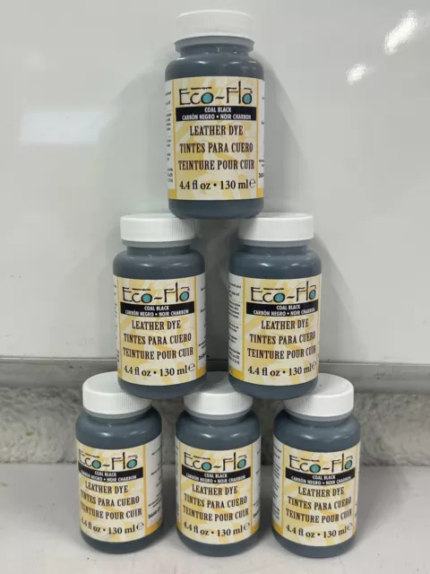 ESTUCHE DE 6 BOTELLAS Tandy Eco-Flo Carbón Negro Cuero Tinte 4.4 Oz 2600-01