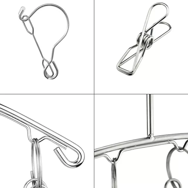 6-20Pegs Stainless Steel Clothes Drying Hanger Windproof Clothing Rack Holder_wf