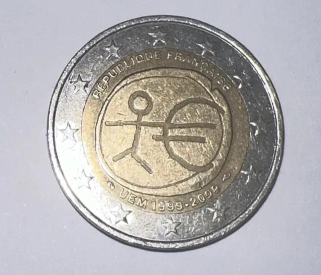 Pièce de 2 euros RARE, Bonhomme UEM 1999-2009 française