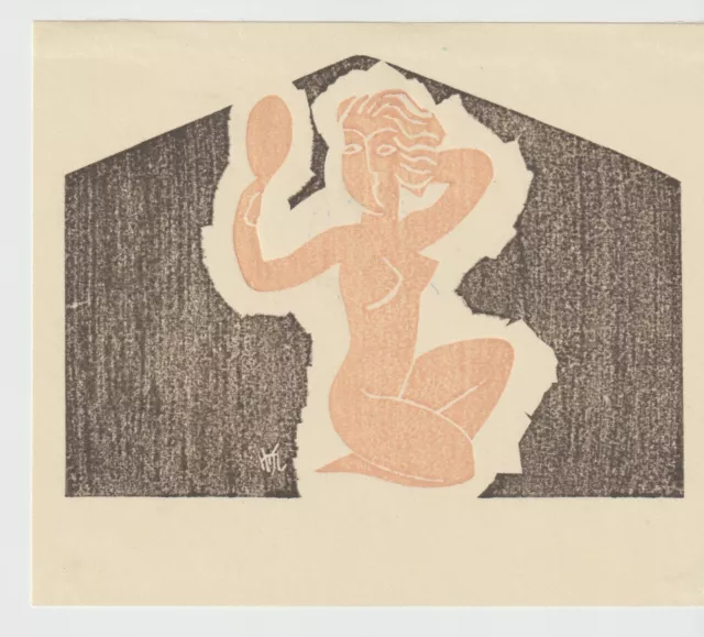 Original Japanese Woodblock Print - Maekawa Senpan - Nude w Hand Mirror