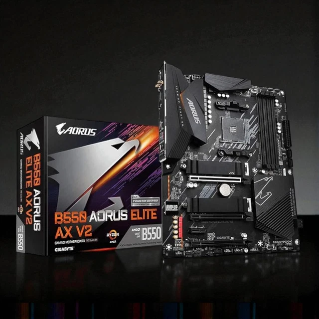 GIGABYTE B550 AORUS ELITE AX V2 Motherboard – Factory Refurbished, AM4 Socket, Wi-Fi & RGB