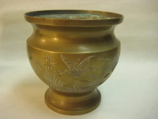 Old Vintage India/Chinese Hand Carved Solid Brass Incense Burner