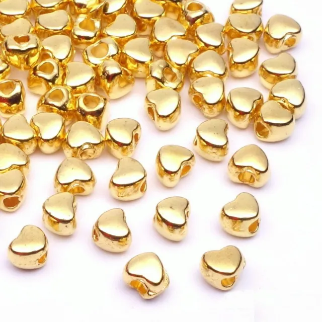 Metallperlen Spacer Zwischenteile Herz Metall Perlen Gold 4mm 50 Stück