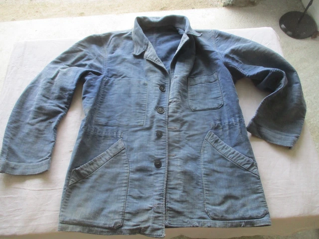 VESTE BLEU DE travail moleskine ancienne mont saint Michel EUR 79,00