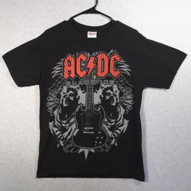 AC/DC Shirt Mens Medium Black Ice Rock Band Concert Tour Shirt Short Sleeve ACDC