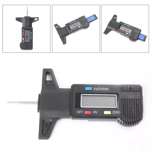 Car Tyre Digital Tread Brake Pad Shoe Gauge Depth Tester Guage Black