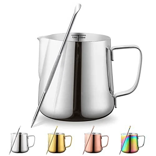 12Oz, 350Ml, Stainless Steel Espresso Steaming Pitchers, Decorating Pen