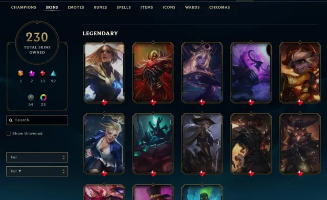 League of Legends Account EUW / Emerald 4 / 1163 Skins / 700 Icons