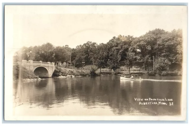 c1910's View On Fountain Lake Albert Lea Minnesota MN RPPC Photo Posted Postcard