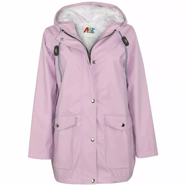 PU Raincoat Lilac Jacket Windbreaker Waterproof Parka Hooded Girls 5-13 Years