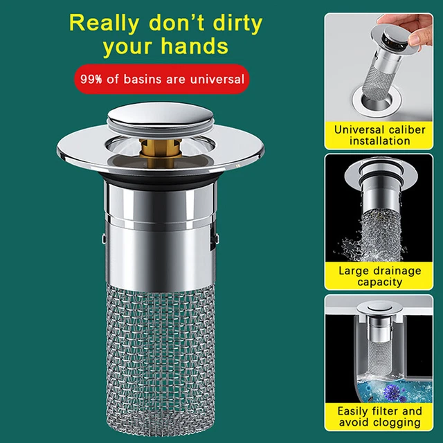 Sink Plug Stopper Universal Basin Plug Drain Filter For 8mm Depth Shower Sink TS