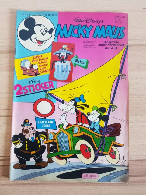 Micky Maus Comicheft Nr. 41 / 1985  mit Beilage 2 Sticker