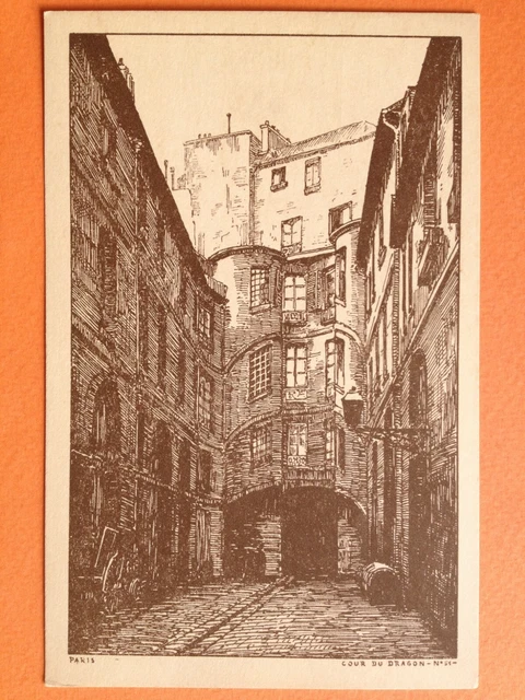 cpa engraving drawing litho 75 - PARIS COURT du DRAGON Engraving Drawing