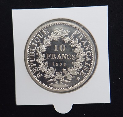 COFFRET RARE PIÈCE DE  10 FRANCS HERCULE EN ARGENT DE 1971 FDC SCELLÉE 