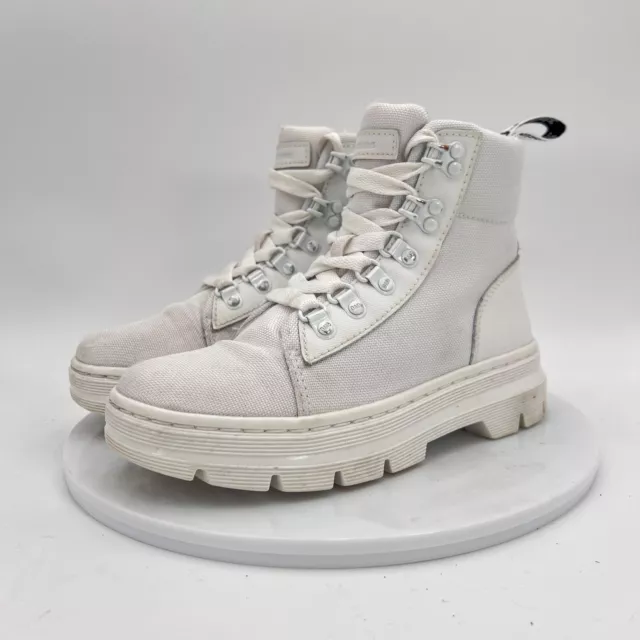 Dr. Martens Combs W Women Size 5 White Lace Up Ankle Combat Boot