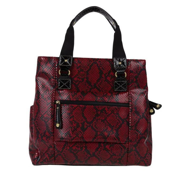 Samantha Brown Embossed Metro Tote Tan Black Travel Bag Handbag NEW 3