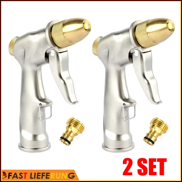 2 STK Set Garten Hand Brause Sprüh Pistole Metall Wasser Spritze Alu Bewässern