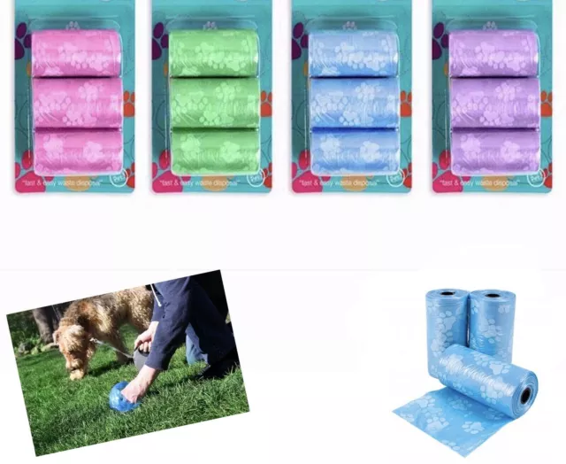 60 X Doggy Bags Dog Cat Puppy Poo Waste Easy Tie Scooper Poop Disposal