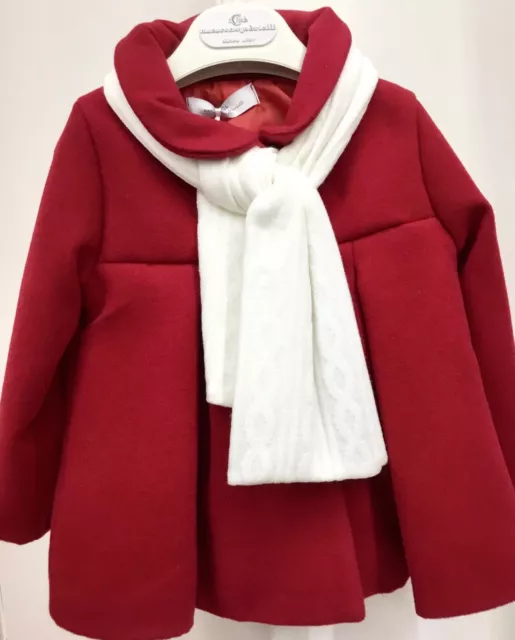 Giacca Cappotto Giubbotto Imbottito Bambina Neonata Panno Rosso