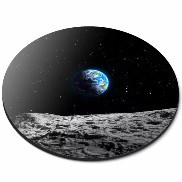 Round Mouse Mat - Planet Earth Space NASA Moon Blue Office Gift #24374