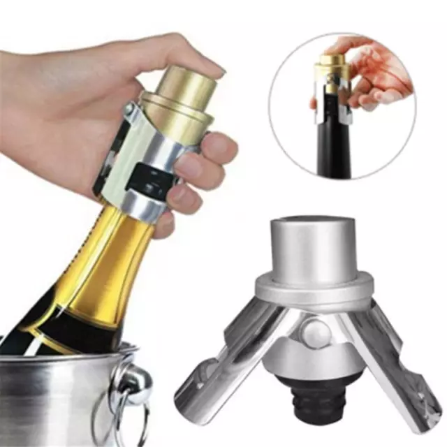 Reusable Stainless Steel Champagne Stopper Sparkling Wine Bottle Plug Sealer BB