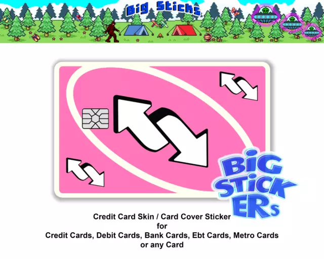 Reverse Card Bank Card 4x Skins Sticker, Uno Credit card funny decal meme  tiktok